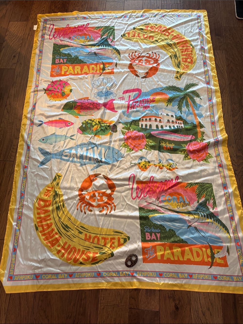 Coral Bay Tropical Sarong in White, Yellow & Pink